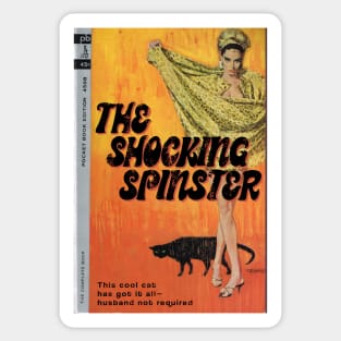 The Shocking Spinster! This cool cat has got it all--no husband required Sticker